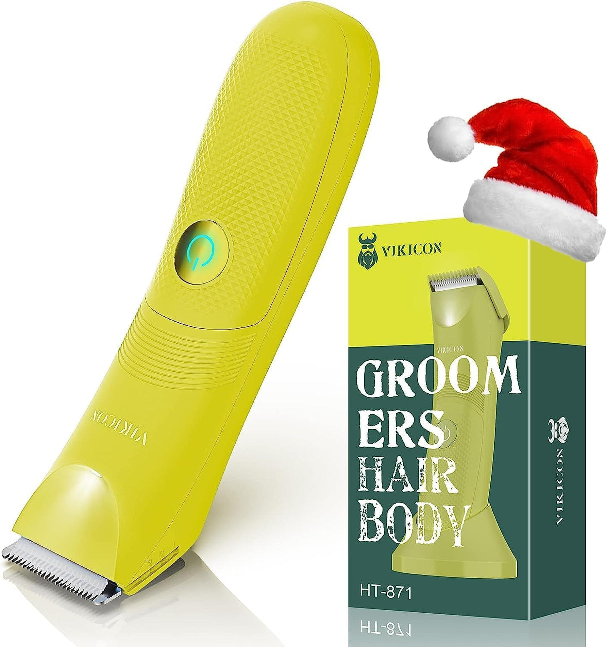 VIKICON Balls Trimmer Men, Pubic & Body Hair Trimmer Men, IPX7 Waterproof Body Groomer w/Light & Ceramic Blade, Body Shavers for Private Parts, Electric Male Razor, USB-C Charging, Gifts for Him Dad.