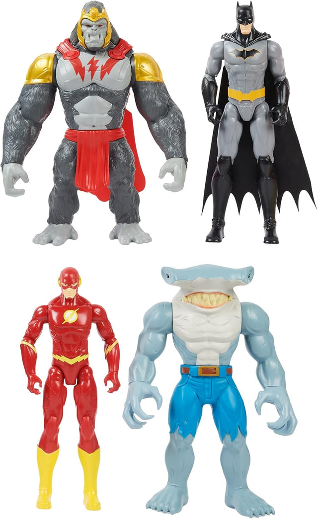 DC Comics, Batman vs. Gorilla Grodd 4-Pack, 30-cm Action Figures (Batman, The Flash, Gorilla Grodd, King Shark), Kids’ Toys for Boys and Girls Aged 3 and Up.