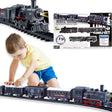 xwin sportseries Classic Train Set with Tracks, Battery Operated Train Set Toys for Kids with Lights, Retro Design, Durable & Safe Exciting Train Track Set for Kids, Easy to Assemble.