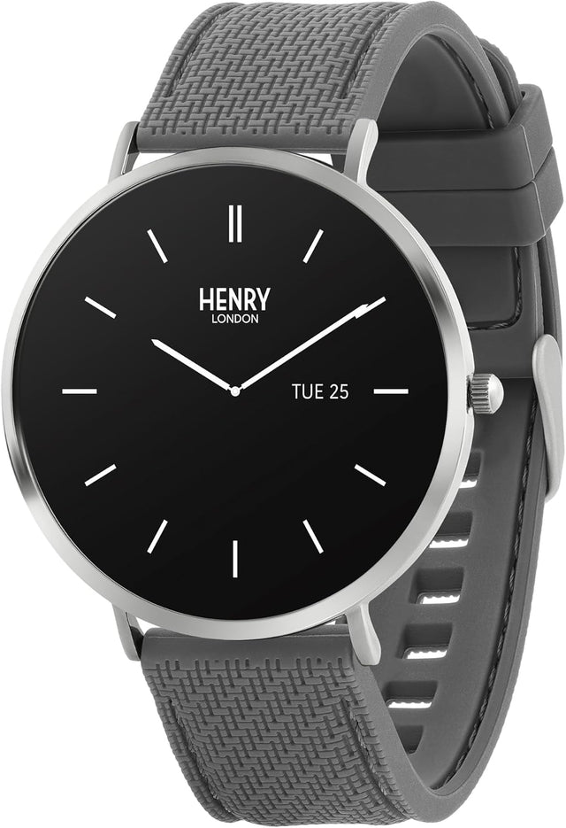 Henry London Amoled Grey Silicone Strap Smart Watch.