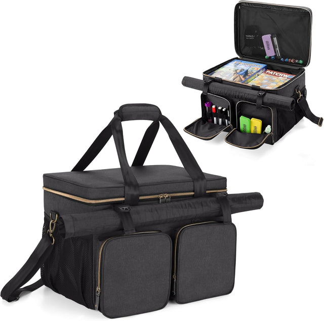 Trunab Board Game Bag, Portable Padded Game Storage Tote Bag for Most Board Games, Card Games, with Multiple Accessory Pockets, Carrying Handle, Map Sleeve - Patented Design.