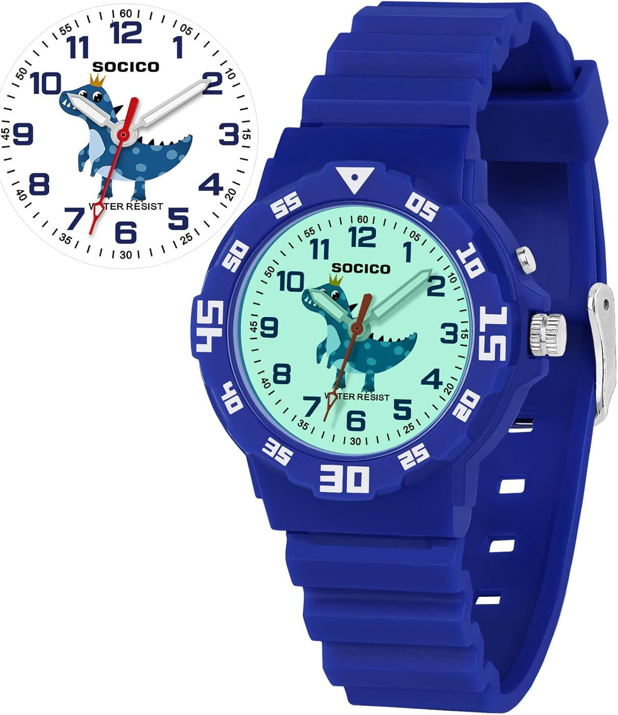 SOCICO Kids Watch with Light for Boys Girls Unicorn Dinosaur Watch 30M Waterproof Watch Easy to Read for 4-12 Years Old Brithday Gift Children's Day Christmas Day.