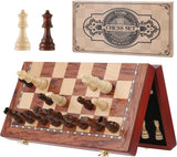 Peradix Chess Set | Magnetic Wooden Chess Board Piece Set Games | 35x35cm Folding Chessboard for Storage | 2 Extra Queen | Strategy Educational Games for Kids and Adult.