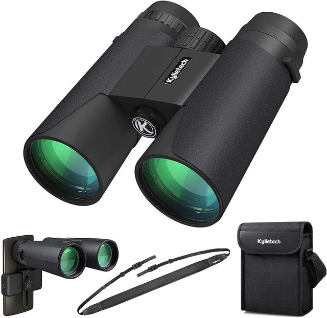 Kylietech High Power 12x42 Binoculars for Adults with BAK4 Prism, FMC Lens, Fogproof & Waterproof Great for Bird Watching Travel Stargazing Hunting Concerts (Smartphone Adapter Included).