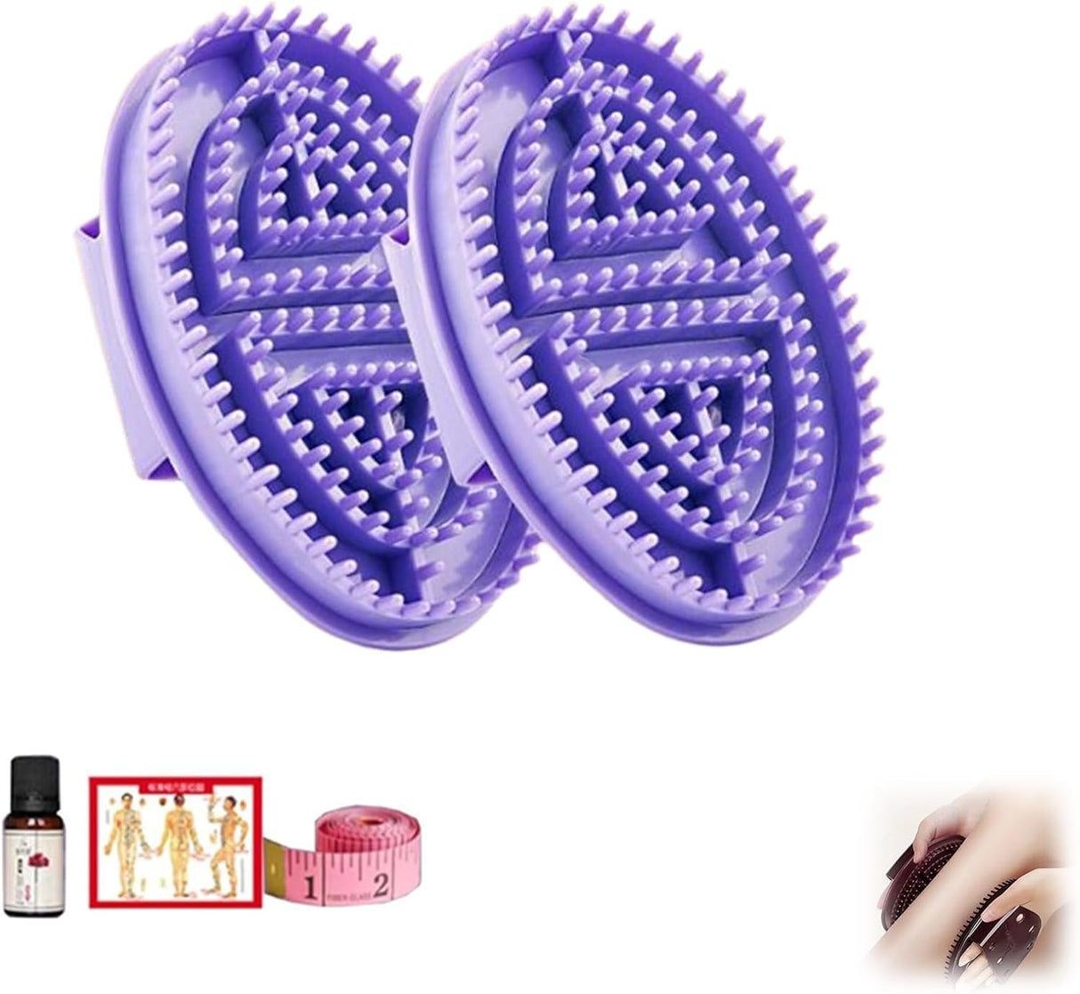 Meridian Brush Massage Brush, Beauty Salon Professional Custom Meridian Brush, Meridian Brush Massage Body Brush,Meridian Massage Brush,Full Body Relaxation Comb (2pcs+1pcsessential Oil,White).