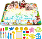 Water Doodle Magic Mat, Larger 100 x 78cm Multicolored No Mess Water Drawing Painting Pad with 3 Magic Pens & 8 Stamps - Best Educational Toy & Xmas Gifts for Boys& Girls Age 3 4 5 6+ Years Old.