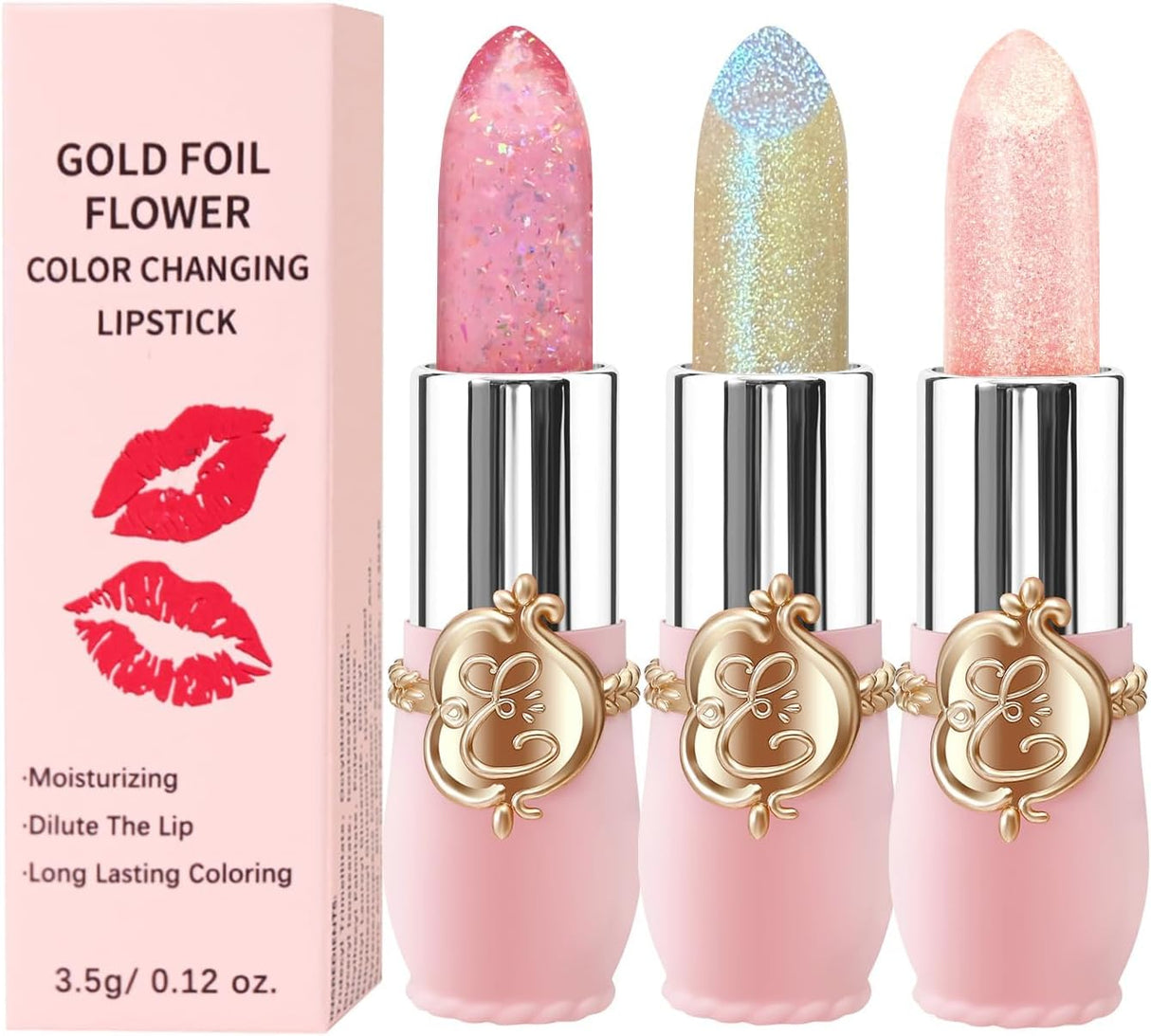 6 Packs Flower Jelly Lipstick Set Magic Temperature Color Change Lip Balm Long Lasting Moisturizer Lip Gloss Flower Jelly Lipstick Makeup Set (6PCS Set A).