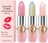 6 Packs Flower Jelly Lipstick Set Magic Temperature Color Change Lip Balm Long Lasting Moisturizer Lip Gloss Flower Jelly Lipstick Makeup Set (6PCS Set B).