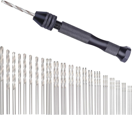 Precision Pin Vise Hobby Drill with Model Twist Hand Drill Bits Set for DIY Drilling Tool 49 Pieces.