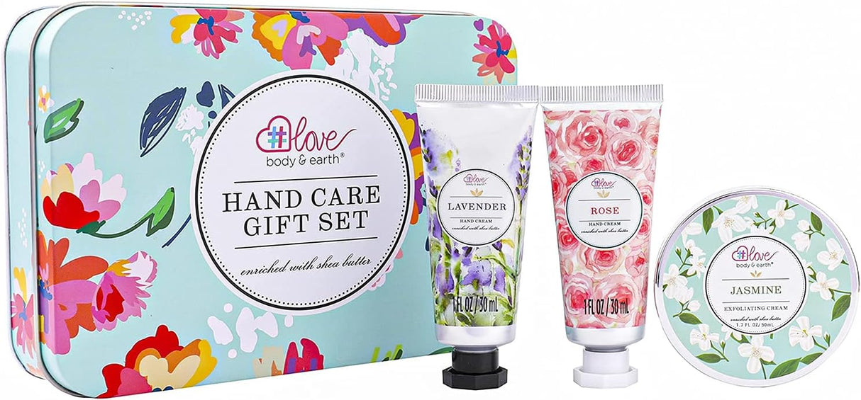 Hand Care Gift Set for Women - Travel Size Gift Set, Hand Cream Kit with Rose Hand Lotion, Jasmine Exfoliating Cream, Repair&Moisture Extra Dry Hands, Gift Set for Women Christmas gifts.