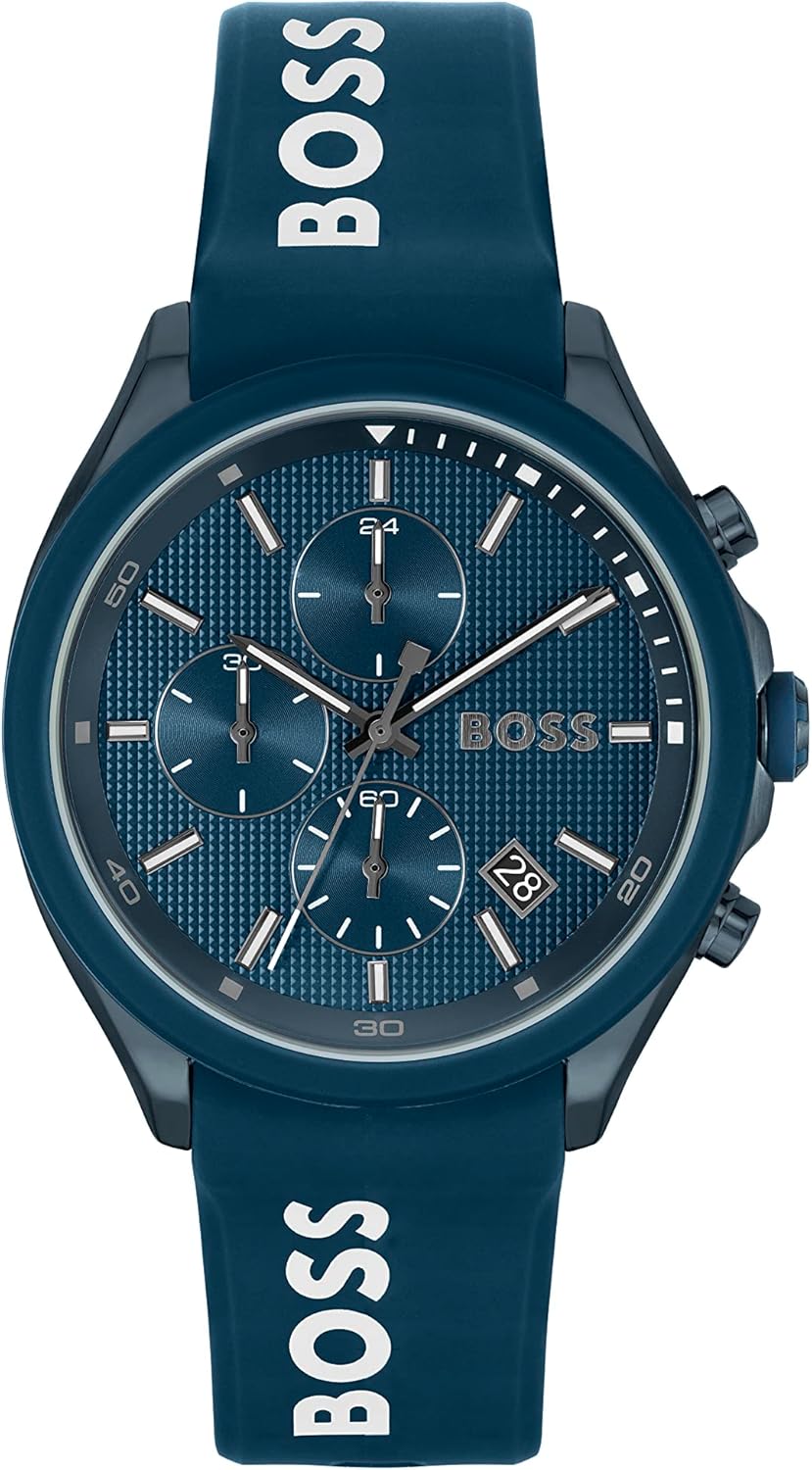 BOSS Chronograph Quartz Watch for men VELOCITY Collection with Silicone bracelet.