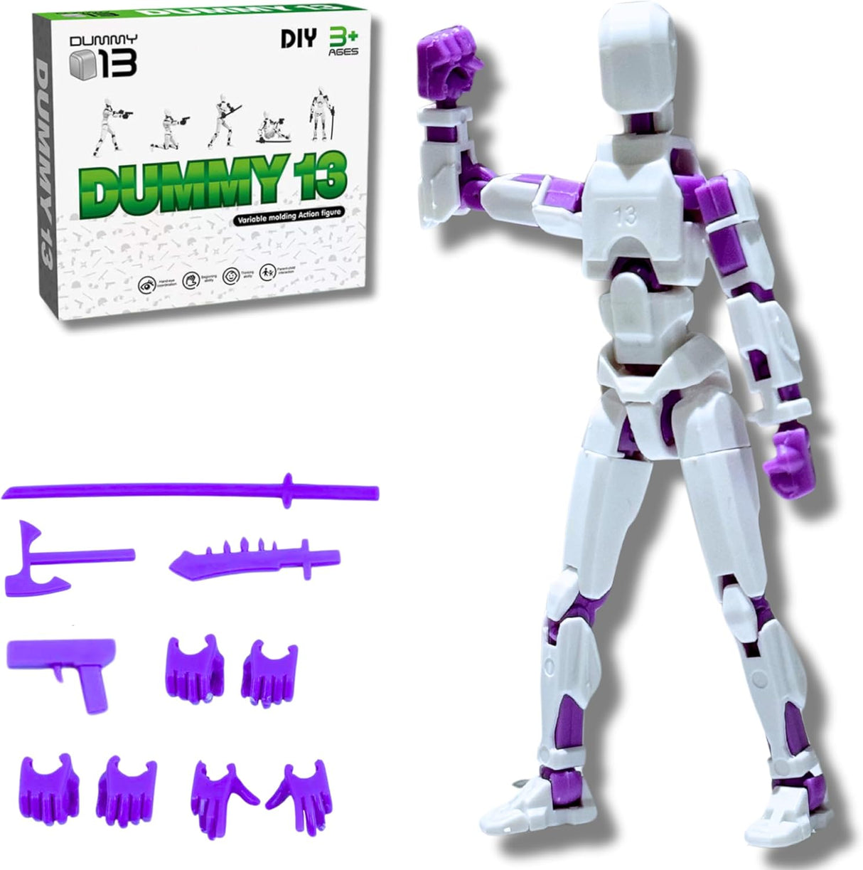 T13 action figure, Titan Lucky, Robot Action Figure, 3D Printed with Full Articulation for Stop Motion Animation.