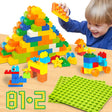 WYSWYG Classic Big Building Block Set, Large 81 Pieces Building Bricks and 2 Base Plates, Compatible with All Major Brand Bulk Bricks, Toddler STEM Toys for Boys Girls Age 3 4 5 6 Years Old.