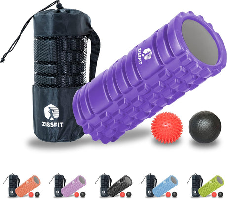 Foam Roller with Massage Balls, Back Roller for Back Pain, Muscles, and Deep Tissue Exercise, High Density EVA Material Massage Roller for Physio-Therapy, Body Fitness and Myofascial Release (Black).