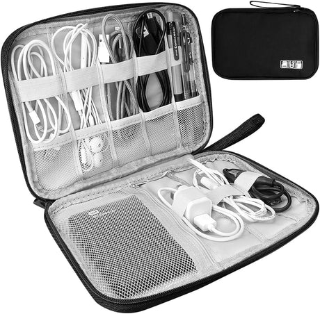 Electronics Accessories Organizer Bag, Travel Cable Organiser Bag, Universal Carry Travel Gadget Bag for USB Cable Drive, SD Card,Charger Hard Disk (Black).