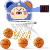 TEMI Indoor Electronic Scoreboard Basketball Hoop for Toddlers, Cute Mini Basketball Hoop with 4 Balls & Air Pump, Birthday Toys Gifts for Baby Boys Girls 2 3 4 5 6 Years.