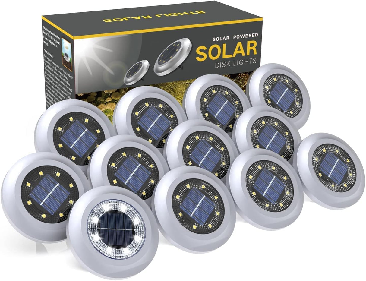 ZFITEI Solar Deck Lights Solar Powered - 8 LED Ground Lights for Landscape，Walkway，Lawn ，Steps Decks，Pathway Yard Stairs Fences, Outdoor Garden Decorations