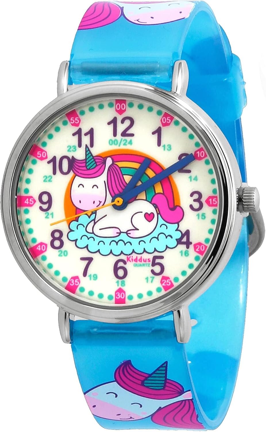 Kiddus Educational Watch for Girls. Children Watch to Learn Time. Analogue First Watch for Kids from 5 Years Old. Time Teacher Exercices Included.