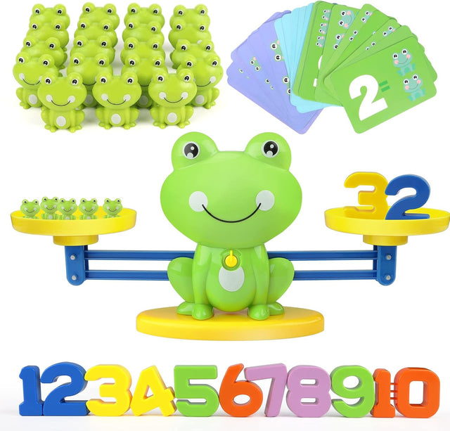 GILOBABY Balance Math Game Toys for Kids Toddlers, Educational STEM Toy, Counting Game Gift Toys for 3-9 Years Old Boys Girls, Children Mathematics Developmental Toy, Frog &Card &Numbers.