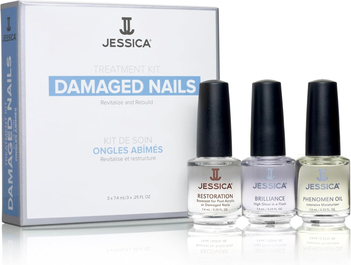 JESSICA Treatment Kit for Damaged Nails | 3-Step Nail Repair Kit for Broken & Damaged Nails | Nourishing Nail Care Kit for Weak Nails | Complete Nail Care Solution & Specialised Treatment Set.