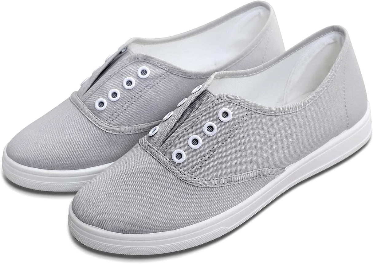 Hitmars Womens Canvas Shoes Slip On Trainers - Fashionable Lightweight and Breathable.