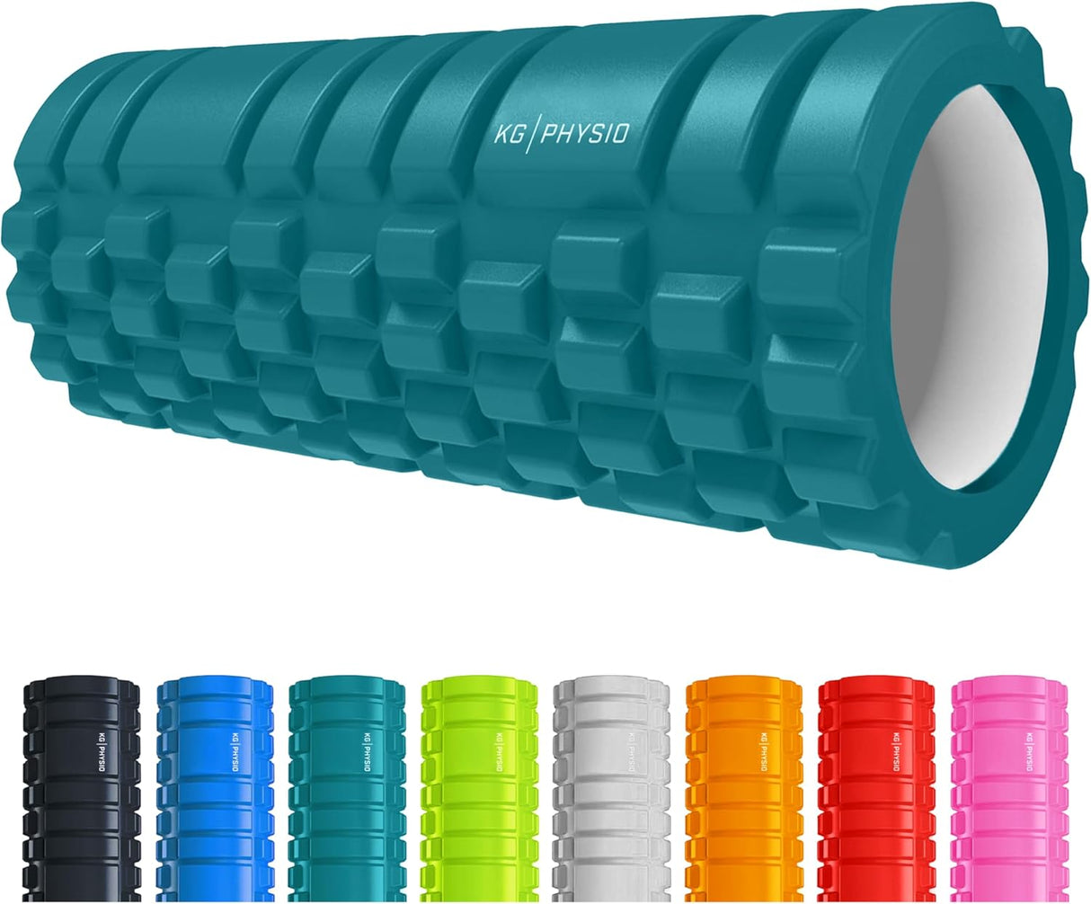 Foam Roller and Massage Roller by KG Physio - Massage Roller for Legs, Back and Arms - Ultra Lightweight Core Muscle Roller Essential to Release Deep Tension - 13"x5" Long Foam Roller.