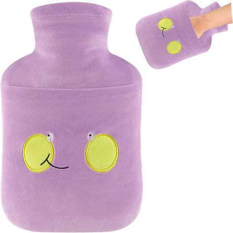 samply Hot Water Bottle with with Hand Pocket Cover, 2L Hot Water Bag for Menstrual Cramps, Neck and Shoulder Pain Relief, Hot and Cold Compress, Hand Feet Warmer, Gray.