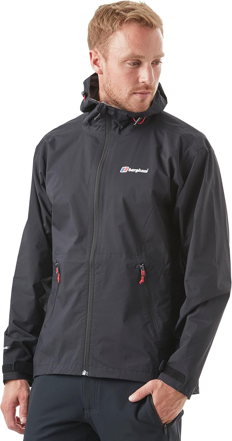 Berghaus Men's Stormcloud Waterproof Jacket with AQ™2 Fabric and Fully Adjustable Hood, Packable Rain Jacket, Men's Hiking & Outdoor Recreation Clothing.