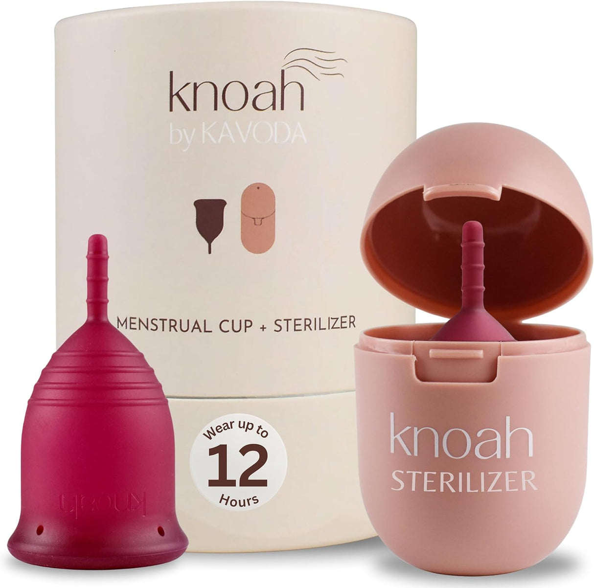 knoah Reusable Menstrual Cup with Sterilising Cup | Tampon, Pad, and Disc Alternative.