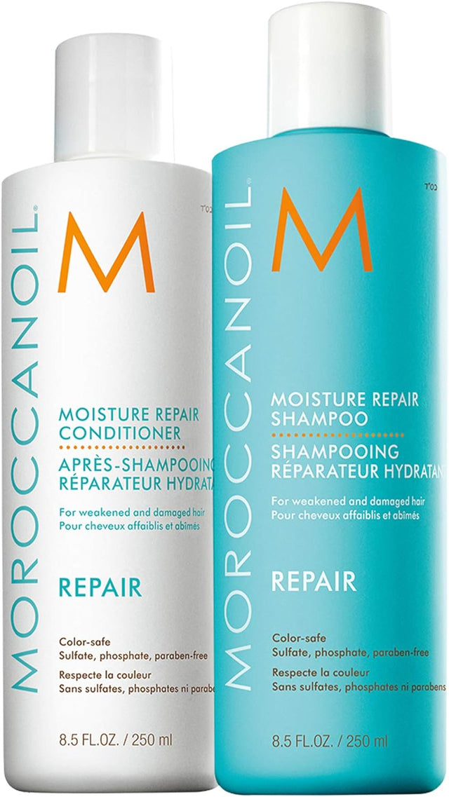 Moroccanoil Moisture Repair Shampoo and Conditioner Bundle, 250 ml Each.