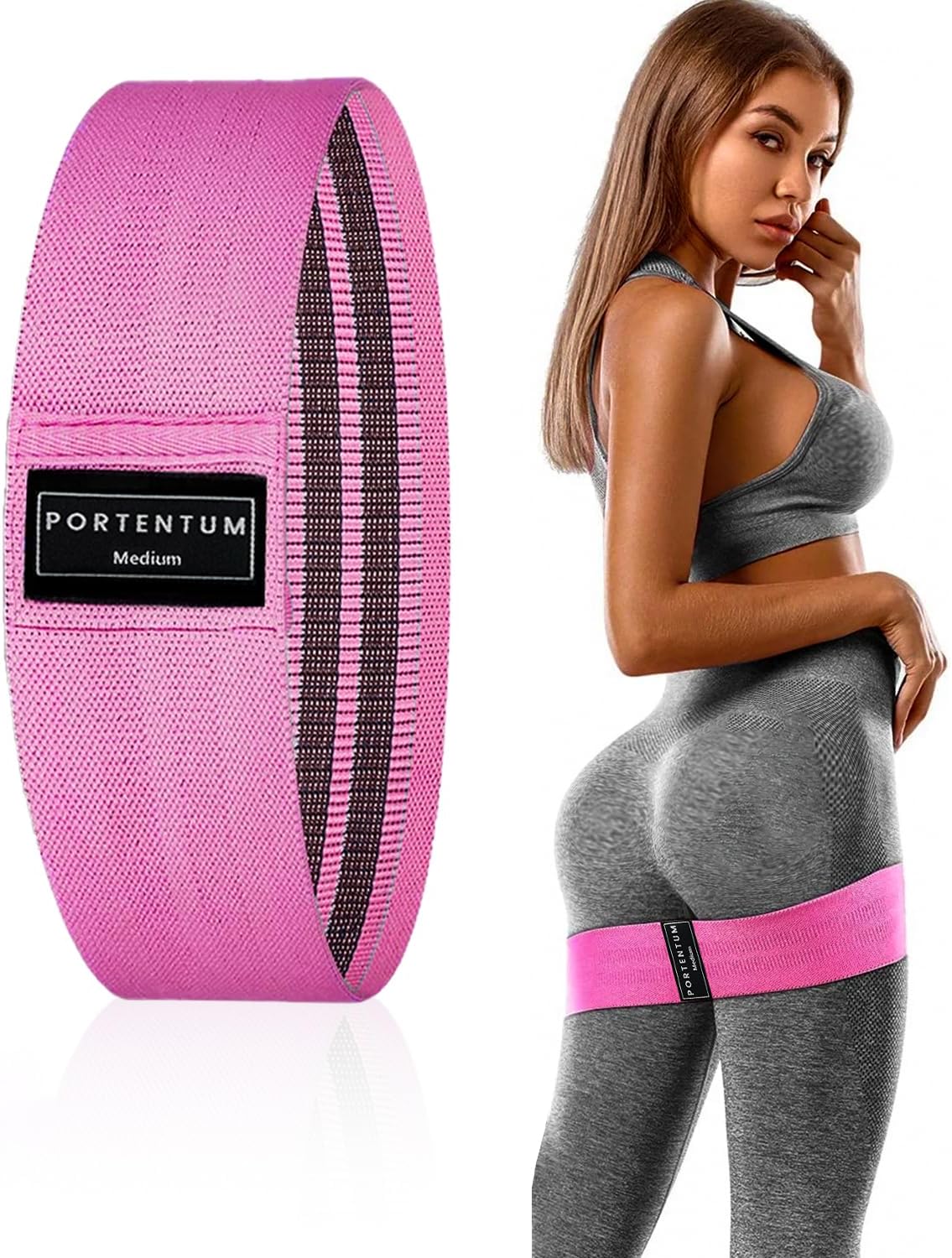 PORTENTUM Resistance Bands, Fitness Bands Set, Yoga Strap in 3 Tensile Strengths, Training Band, Yoga Band, as Resistance and Support for Leg Training, Terra Bands.