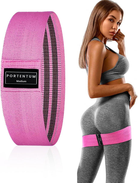 PORTENTUM Resistance Bands, Fitness Bands Set, Yoga Strap in 3 Tensile Strengths, Training Band, Yoga Band, as Resistance and Support for Leg Training, Terra Bands.