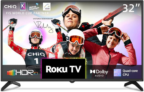 CHiQ ROKU TV L32G5NK, 32 Inch TV Smart, Roku TV, Small Tvs for Bedroom, Dolby Audio, Mobile Control, Voice Assistant, BBC, Disney+, 2.4&5G WiFi, USB 2.0, 2023 New.