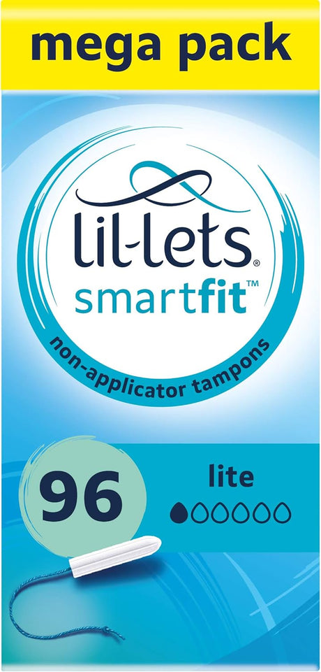 Lil-Lets Non-Applicator Ultra Tampons X 60, (6 Packs of 10 Tampons), For Extremely Heavy Flow, 6 Droplets, Plant-Based, SmartFit™ Non-App Tampon.