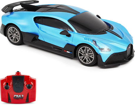 CMJ RC Cars Bugatti Divo Blue Remote control Radio Car 1:24 Officially Licensed 1:24 Scale Working Lights 2.4Ghz.