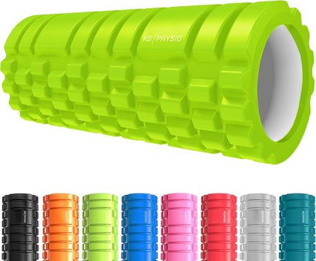 Foam Roller and Massage Roller by KG Physio - Massage Roller for Legs, Back and Arms - Ultra Lightweight Core Muscle Roller Essential to Release Deep Tension - 13"x5" Long Foam Roller.