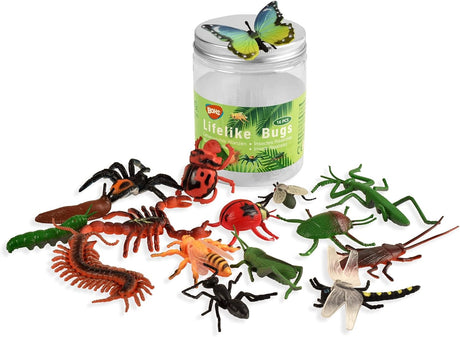 BOHS Bug Play Figures, Realistic Insect Toys for Educational Projects - 16 Pcs, 2-3 Inch in Length - Perfect Party Favors on Birthday Cake Stand - XB-LB523..