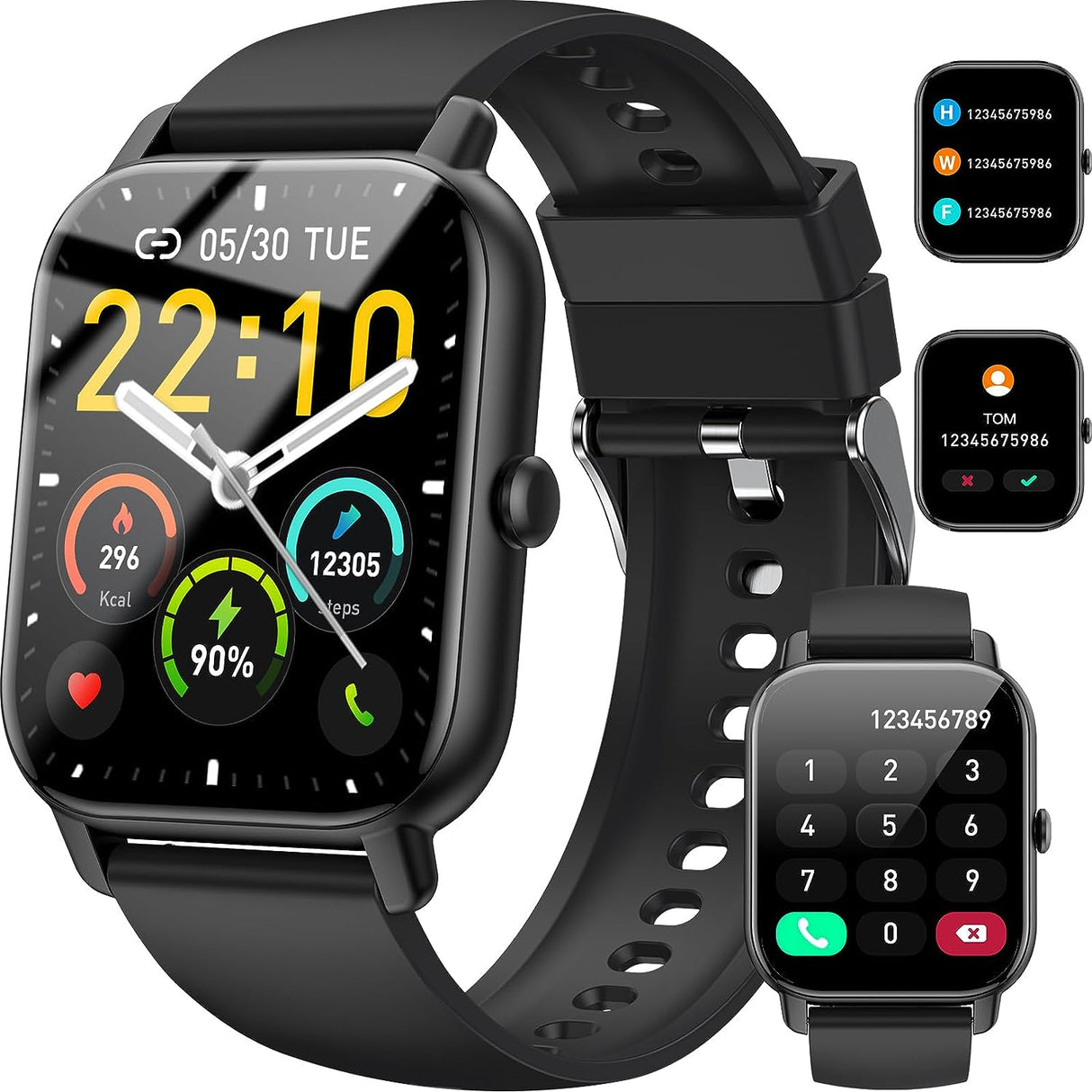 Smart Watch for Men Women Answer/Make Calls, 1.85" Smartwatch, Fitness Watch with Heart Rate Sleep Monitor, Step Counter, 100+ Sports, IP68 Waterproof Fitness Smartwatches Compatible with Android IOS.