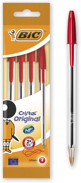 BIC Cristal Original Ballpoint , Comfortable Biro Pens, Medium Point (1.0mm), Assorted Colours, Pack of 10.