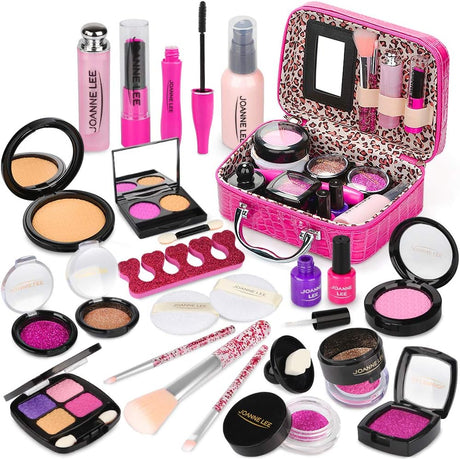 INSPIMYST Pretend Makeup Toy Set - 22 PCS Safe Non-Toxic Fake Make Up Set Cosmetic Beauty Kit Role Play Gift for Little Girls Kids Children Age 3 4 5.