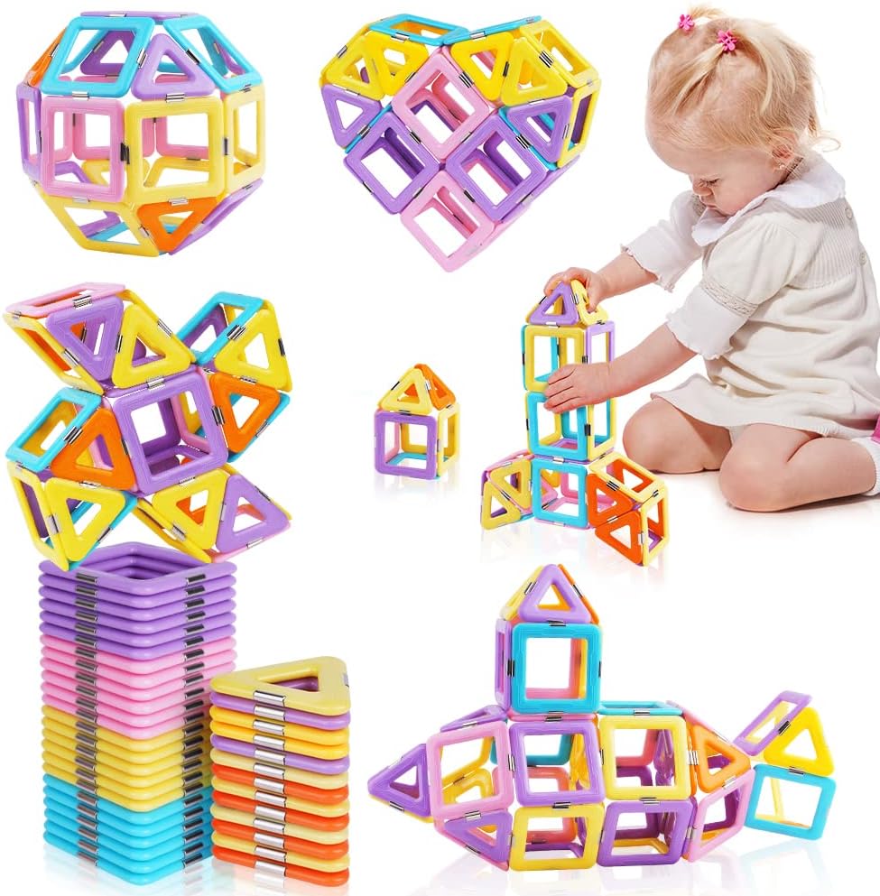 OSDUE 40PCS Magnetic Tile Educational Toys, Magnetic Building Blocks Toy Sets, Kids Learning Development Construction Set, Learning & Development Building Blocks Toys Gift for 3-7 Year Old Boys Girls.