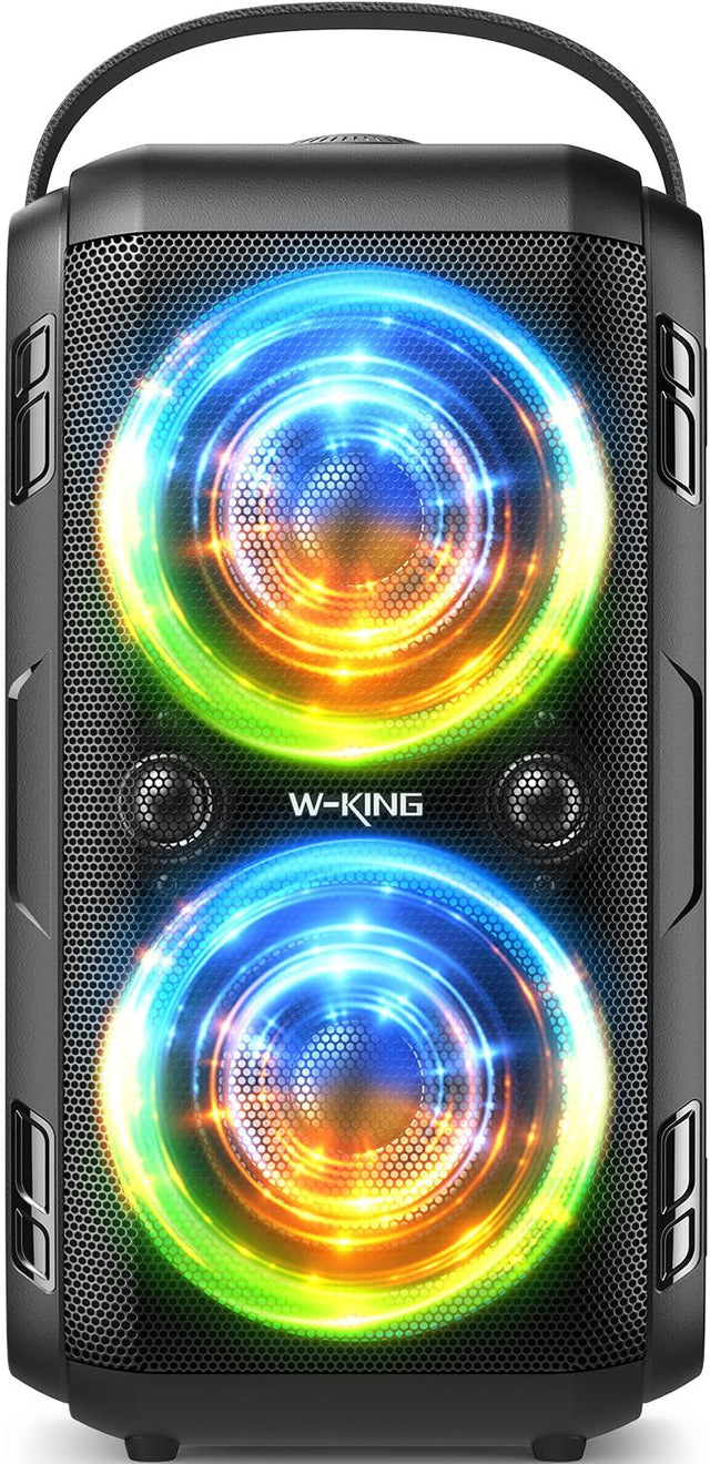 W-KING Bluetooth Speaker Loud- (180W PEAK)80W Super Bass, Huge 105dB Sound, Portable Party Wireless Outdoor Speaker/4 Drivers(2*4.04'' Woofer)/Lights, IPX5 Large Speaker, 24H, U-Disk, TF Card, AUX, EQ.