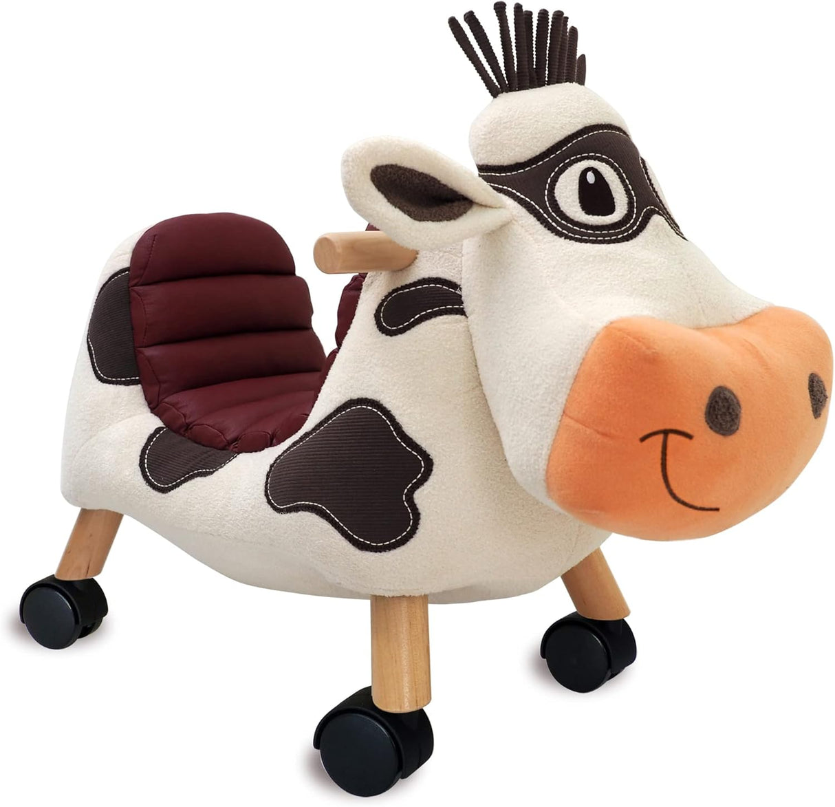 Little Bird Told Me - Hubert Highland Cow Ride On Animal Toy, Soft Animal Wheely Toy for Toddlers, Indoor & Nursery Play, Sturdy Wooden Frame, Supportive Seat.