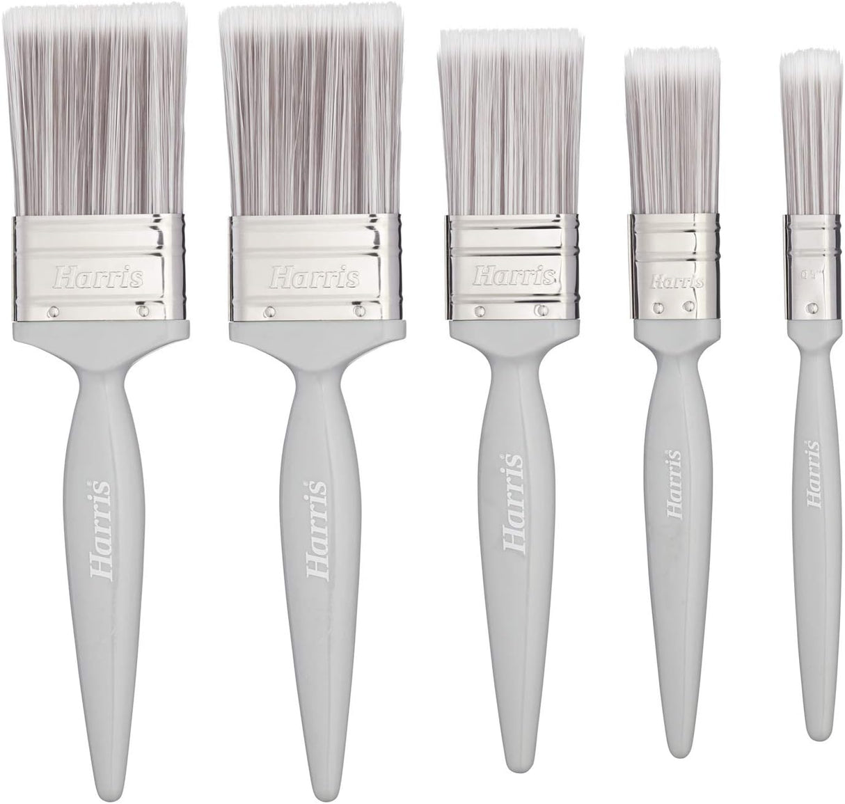 Harris Essentials Walls & Ceilings Paint Brush Set | Pack of 5 | 0.5", 1", 1.5", 2", Grey.