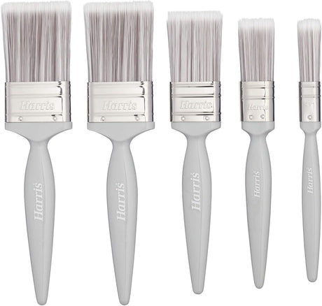 Harris Essentials Walls & Ceilings Paint Brush Set | Pack of 5 | 0.5", 1", 1.5", 2", Grey.