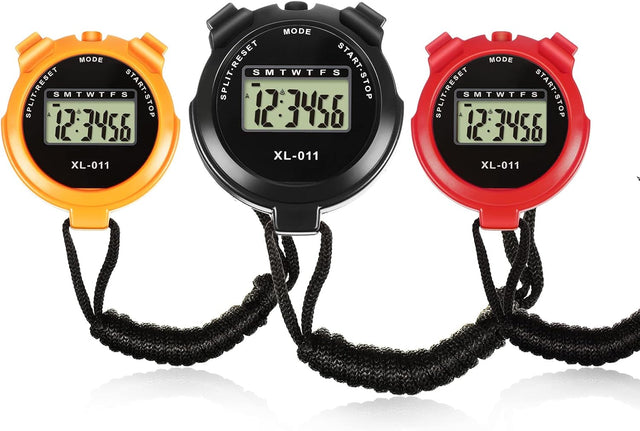 3 Pieces Sports Stopwatch Timer Multi-Function Sport Digital Stopwatch Large Display with Date Time and Alarm Function Shockproof Waterproof Sport Stopwatch for Swimming Running Sports Training.