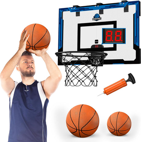 24" x 16" Large Basketball Hoop Indoor, Over Door Basketball Hoop with Sturdy Backboard, Big Basketball Toys Gifts Ideas for Man Kids Teens Adults Boys Girls.