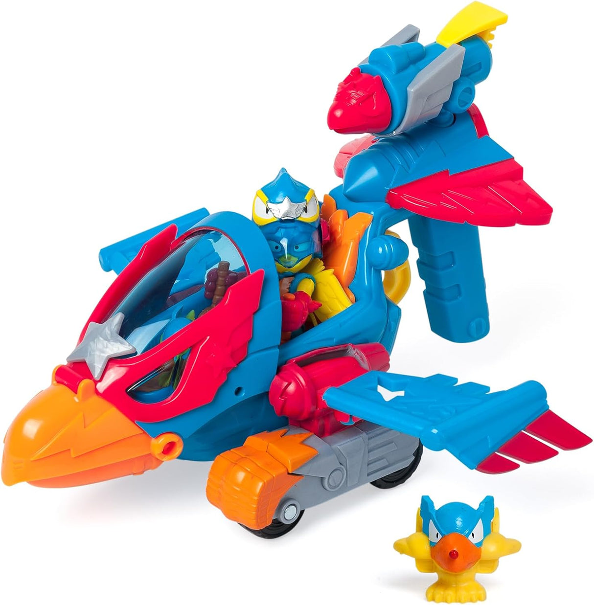 SUPERTHINGS Wild Eagle – SuperThings Eagle plane. Includes 1 exclusive Wild Kid and 1 exclusive Wild Hero SuperThing. With shooter and trigger which opens its beak to capture villains.