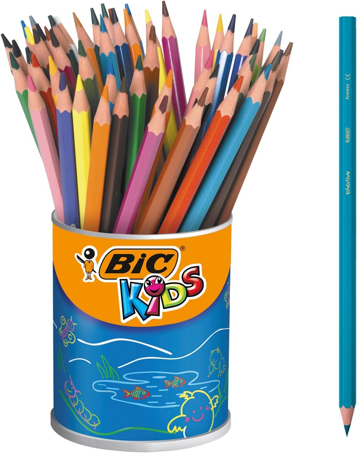 BIC Kids Evolution Coloured Pencils, Vivid Colouring Pencils, Easy to Sharpen, Extra Resistant BIC Pencils, School Supplies, 12 Pack.