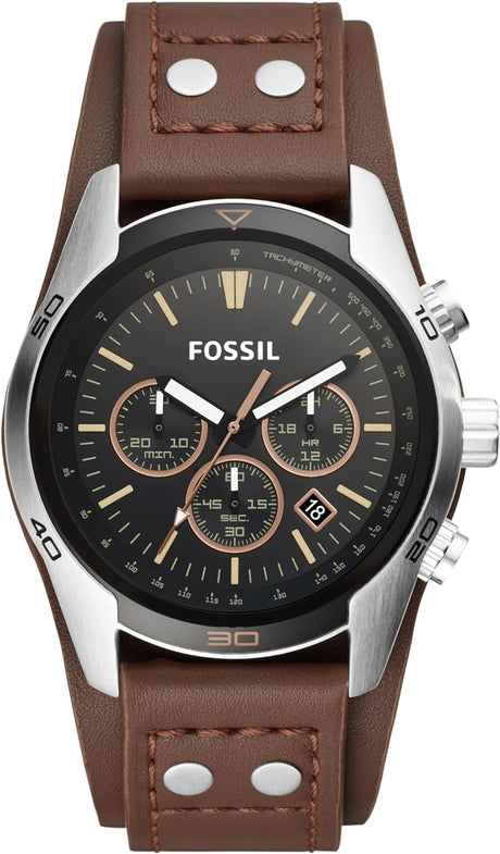 FOSSIL Coachman Watch for Men, Chronograph movement with Stainless steel or Leather strap.